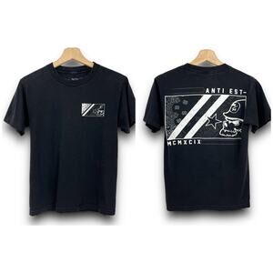 Metal Mulisha Small Black Anti-Establishment Skull Soldier Graphic Tee T-Shirt